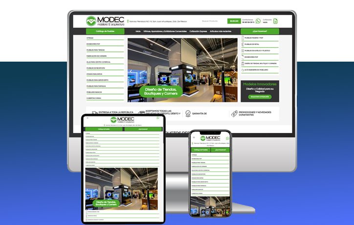 Diseño web responsivo de ADWEBSYS mostrando un sitio profesional en múltiples dispositivos.